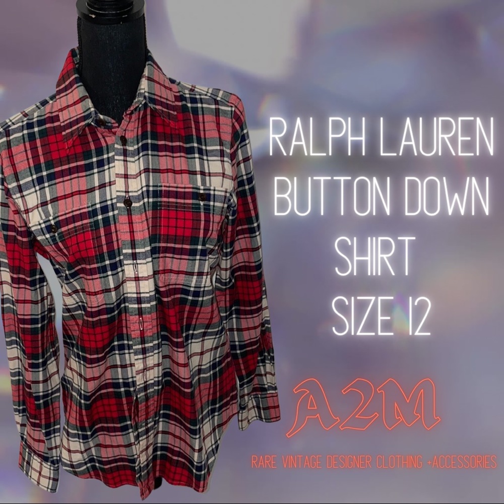 Ralph Lauren Plaid Slim Fit Button Down Size 12